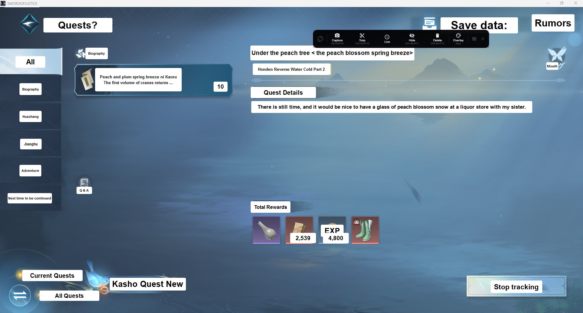 Lexa Translator real-time translation overlay displaying translated quest text on screen